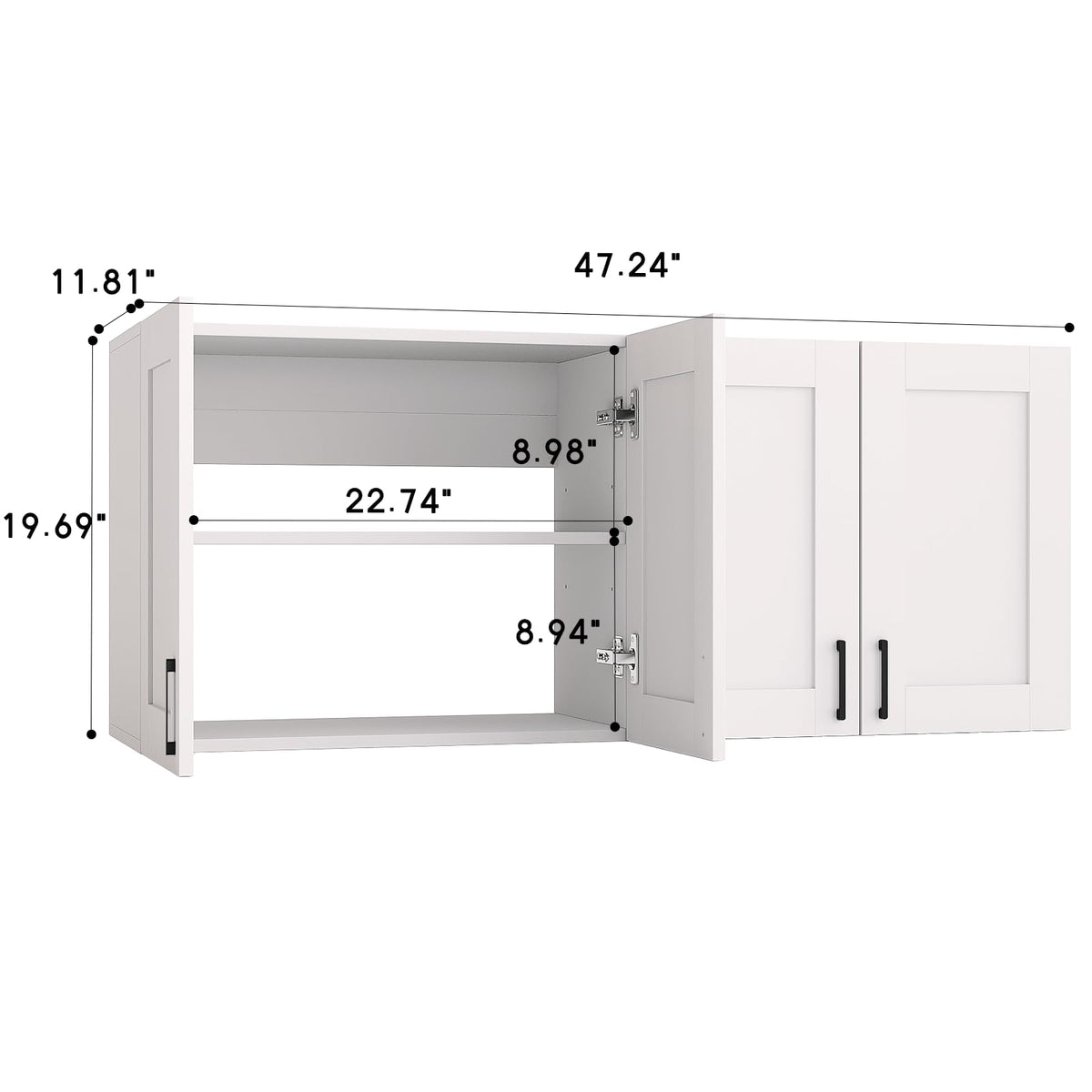 White Laundry Room Cabinets and Storage with 4 Doors and Adjustable Shelf A4460