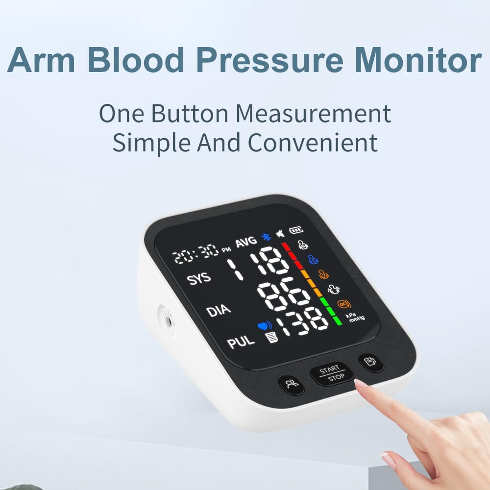Automatic Upper Arm Blood Pressure Monitor with Large LED Screen and Adjustable Cuff O73395