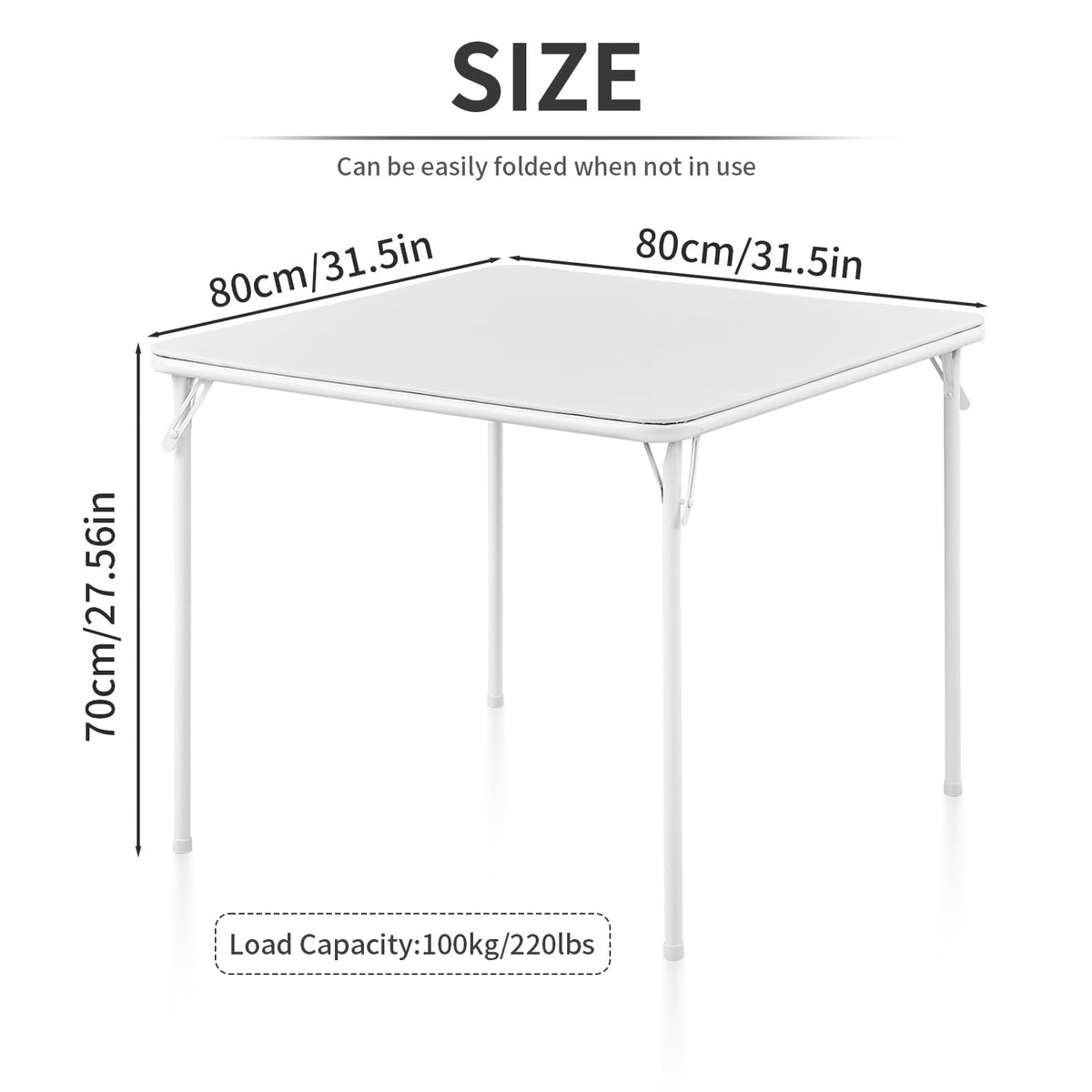 Square Folding Table with Collapsible Legs White S399