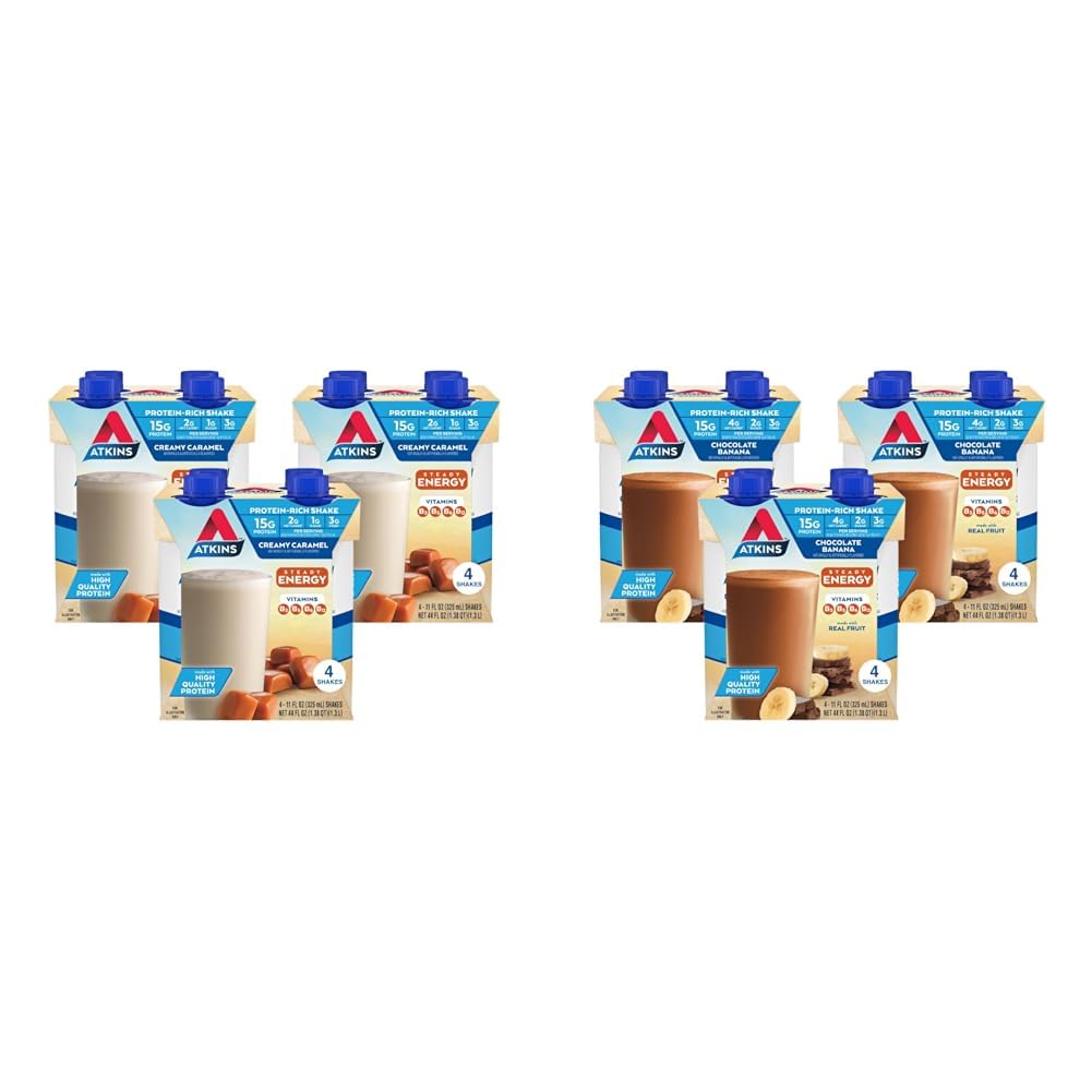 Creamy Caramel Protein Shake 4 Count and Chocolate Banana Protein Shake 12 Count R5203