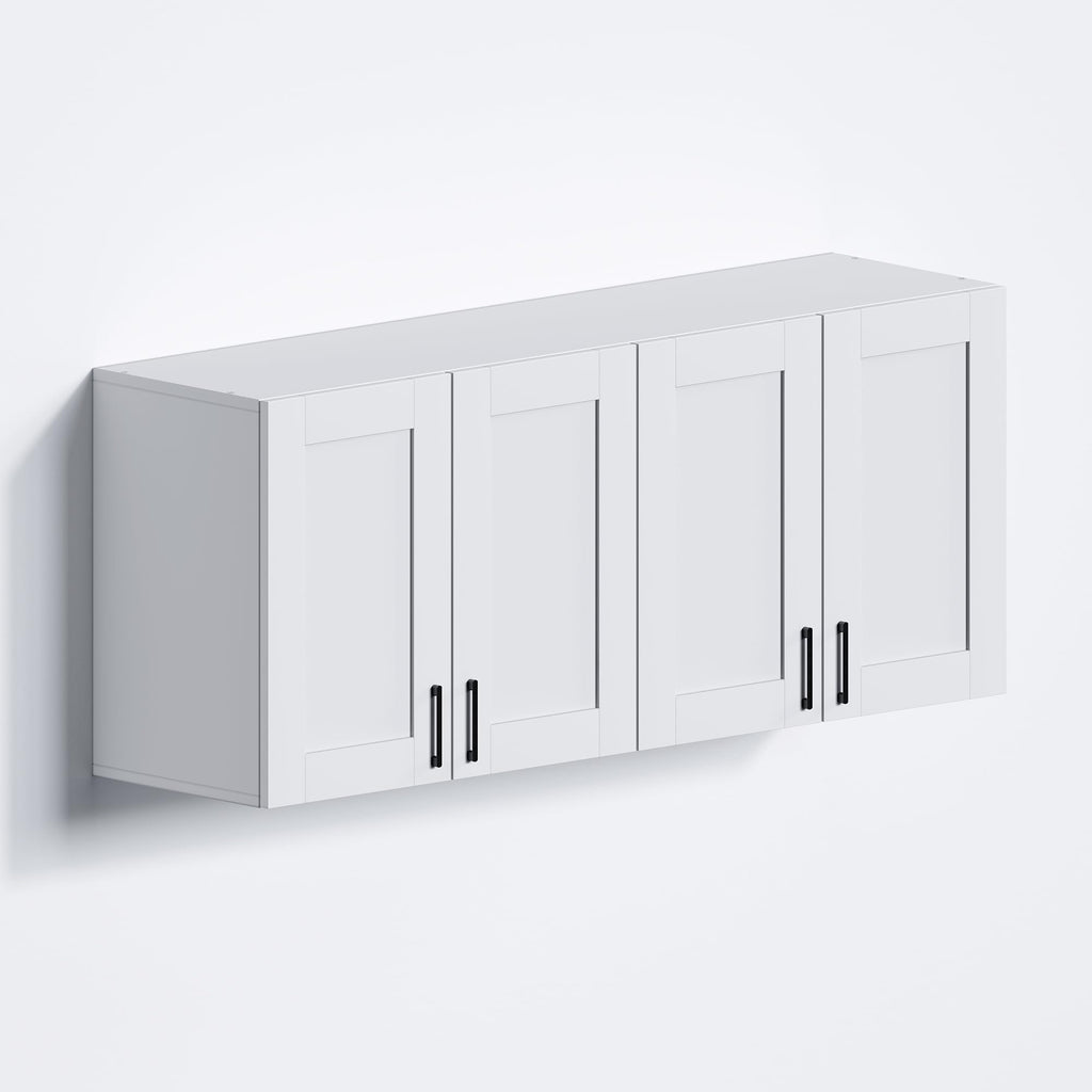 White Laundry Room Cabinets and Storage with 4 Doors and Adjustable Shelf A4460