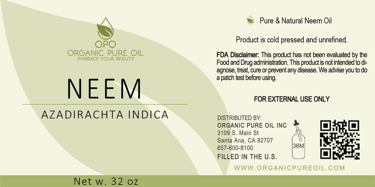 100% Pure Cold Pressed Neem Oil 32 oz X473