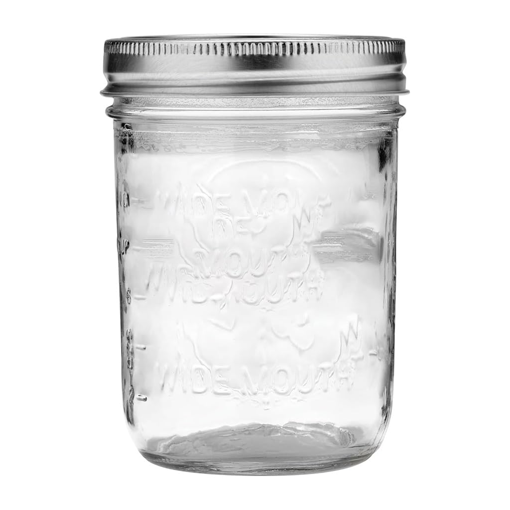 16oz Wide Mouth Clear Glass Mason Jars with Lids & Bands O786