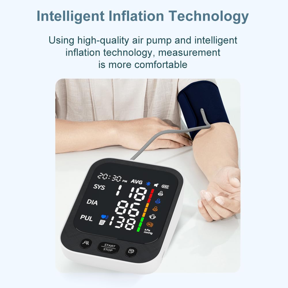 Automatic Upper Arm Blood Pressure Monitor with Large LED Screen and Adjustable Cuff O73395