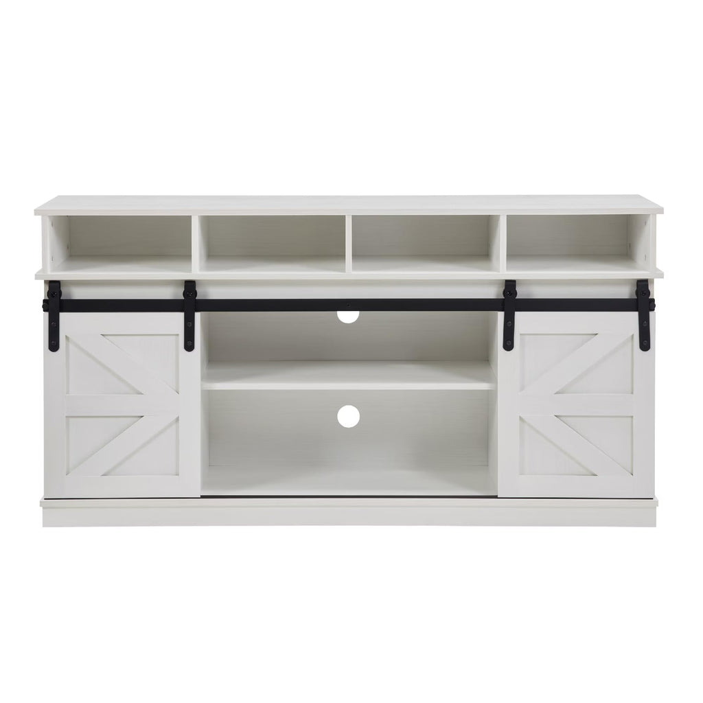 White Wood TV Stand with Adjustable Shelves S934460