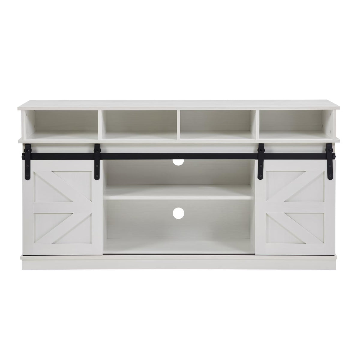 White Wood TV Stand with Adjustable Shelves S934460