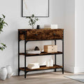 Black Oak Console Table 100x25x75 cm Engineered Wood & Steel with 2 Drawers R577508