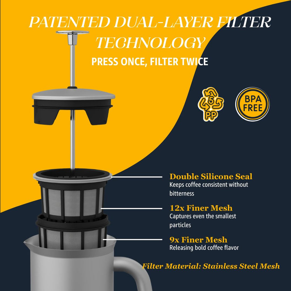 18oz Brushed Stainless Steel French Press J436