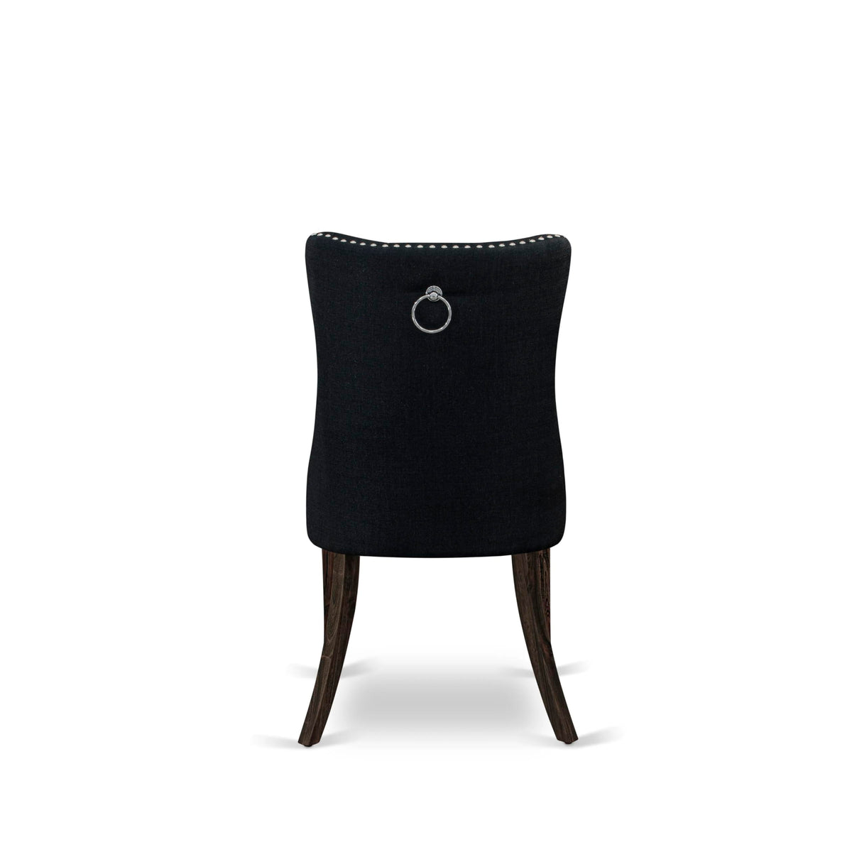 Black Linen Fabric Button Tufted Dining Chairs Set of 2 T181583