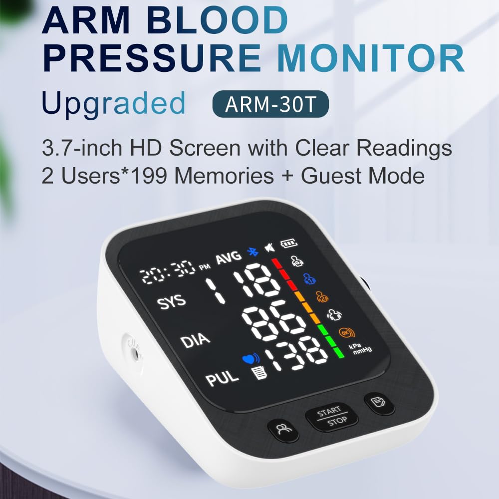 Automatic Upper Arm Blood Pressure Monitor with Large LED Screen and Adjustable Cuff O73395