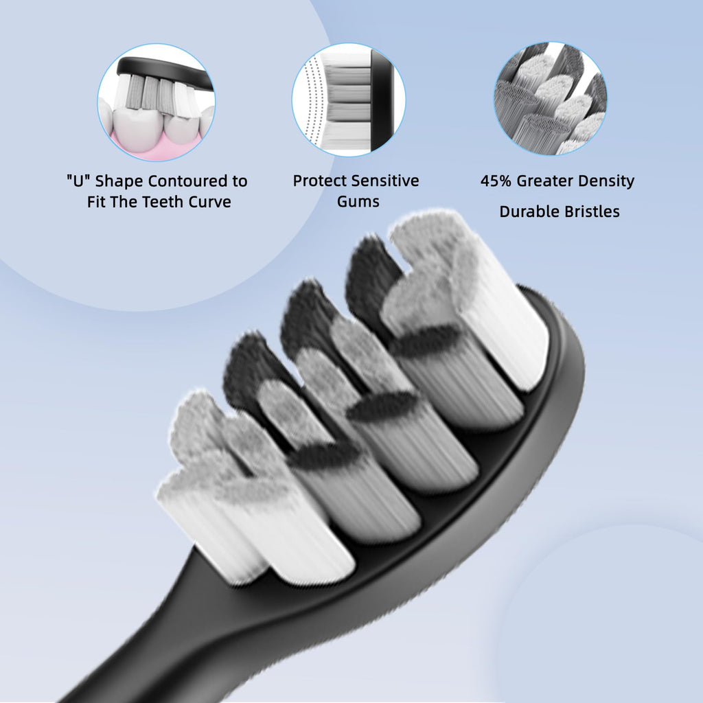 Black White Sonic Electric Toothbrush Set with 10 Brush Heads and Travel Case R93107