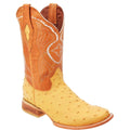 Genuine Leather Ostrich Print Square Toe Western Boots P639174