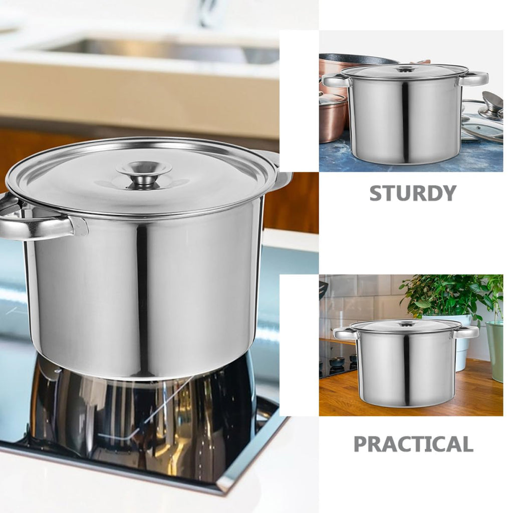 Stainless Steel Double Handle Stock Pot with Lid X6828