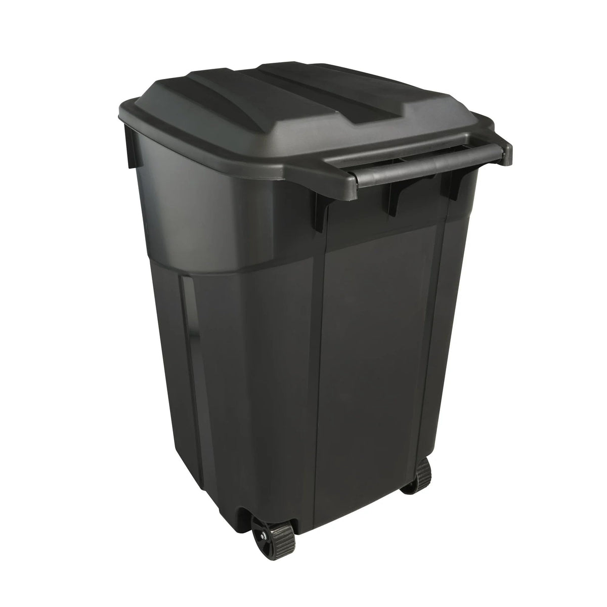 Black 45-Gallons Plastic Wheeled Trash Can with Lid T827