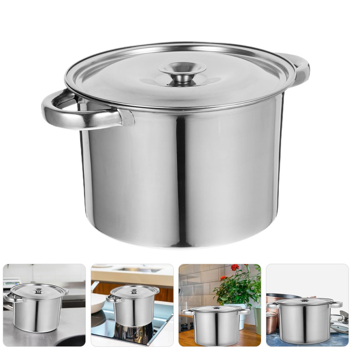 Stainless Steel Double Handle Stock Pot with Lid X6828