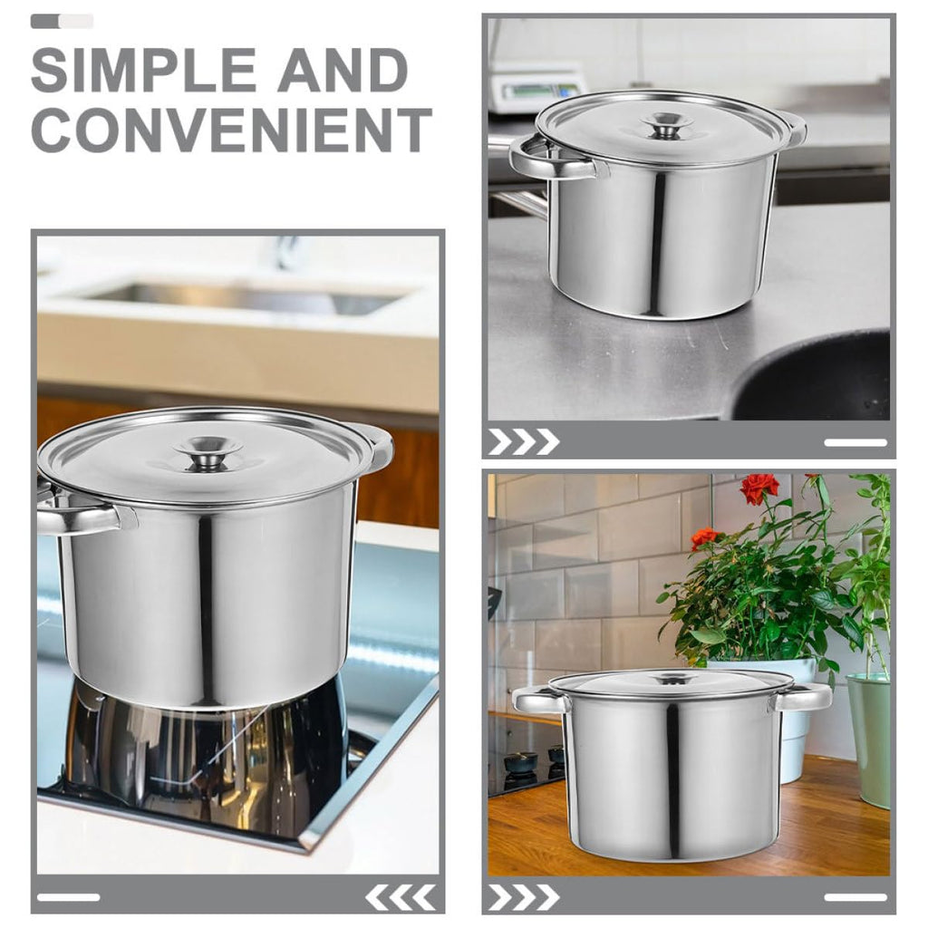 Stainless Steel Double Handle Stock Pot with Lid X6828