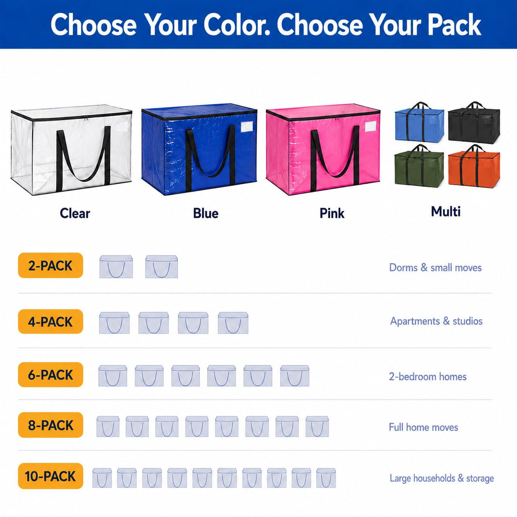 Heavy Duty Water Resistant Storage Bags with Backpack Straps 6 Pack K7152