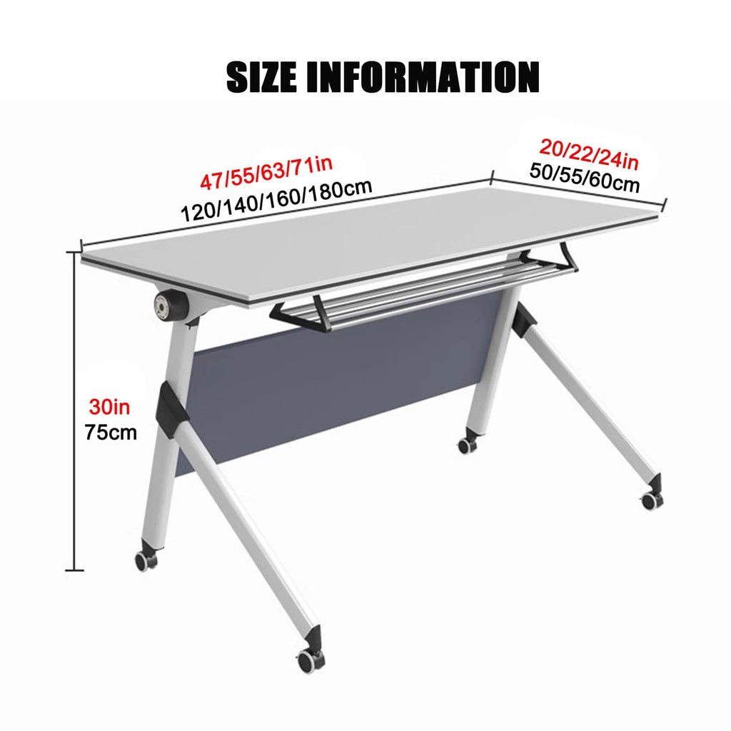 Portable Folding Conference Table with Storage and Wheels N180960