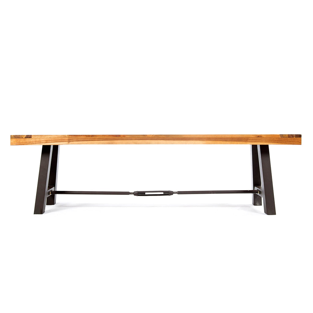 Acacia Wood Outdoor Bench with Metal Accents Z54271