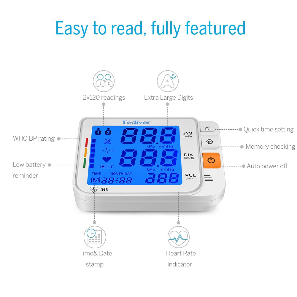 Digital Blood Pressure Monitor, Large Cuff, Upper Arm Blood Pressure Machine J5890