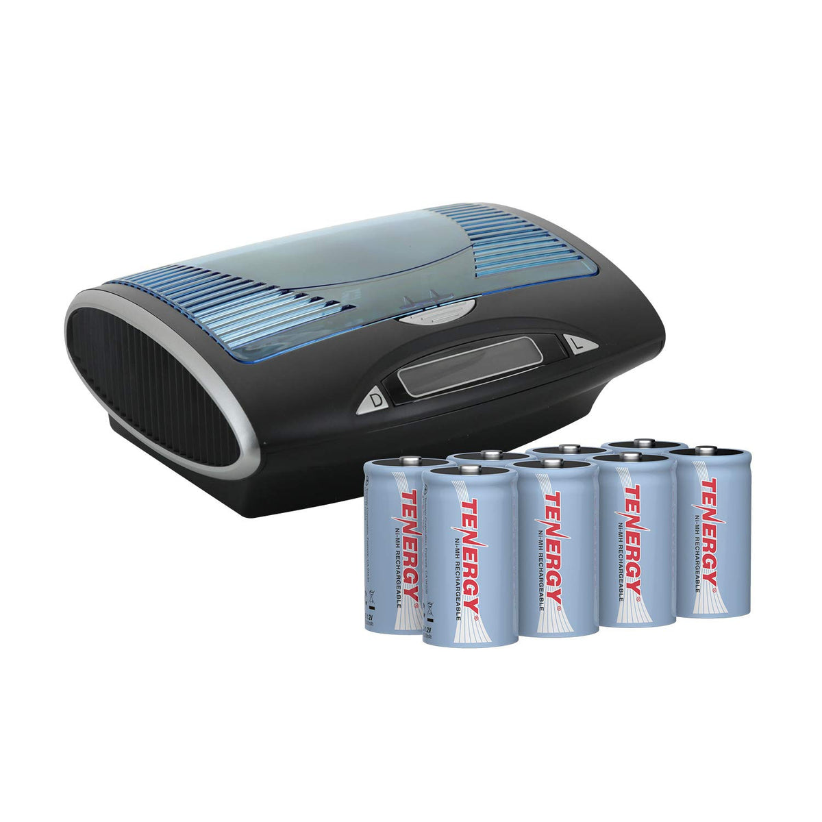 Universal LCD Battery Charger + 8 Pack D Size Rechargeable Batteries H816