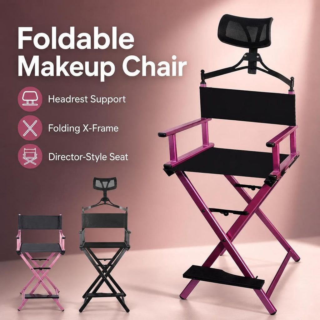 Foldable Adjustable Height Director Chair with Headrest L89351