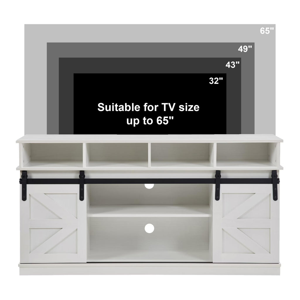 White Wood TV Stand with Adjustable Shelves S934460