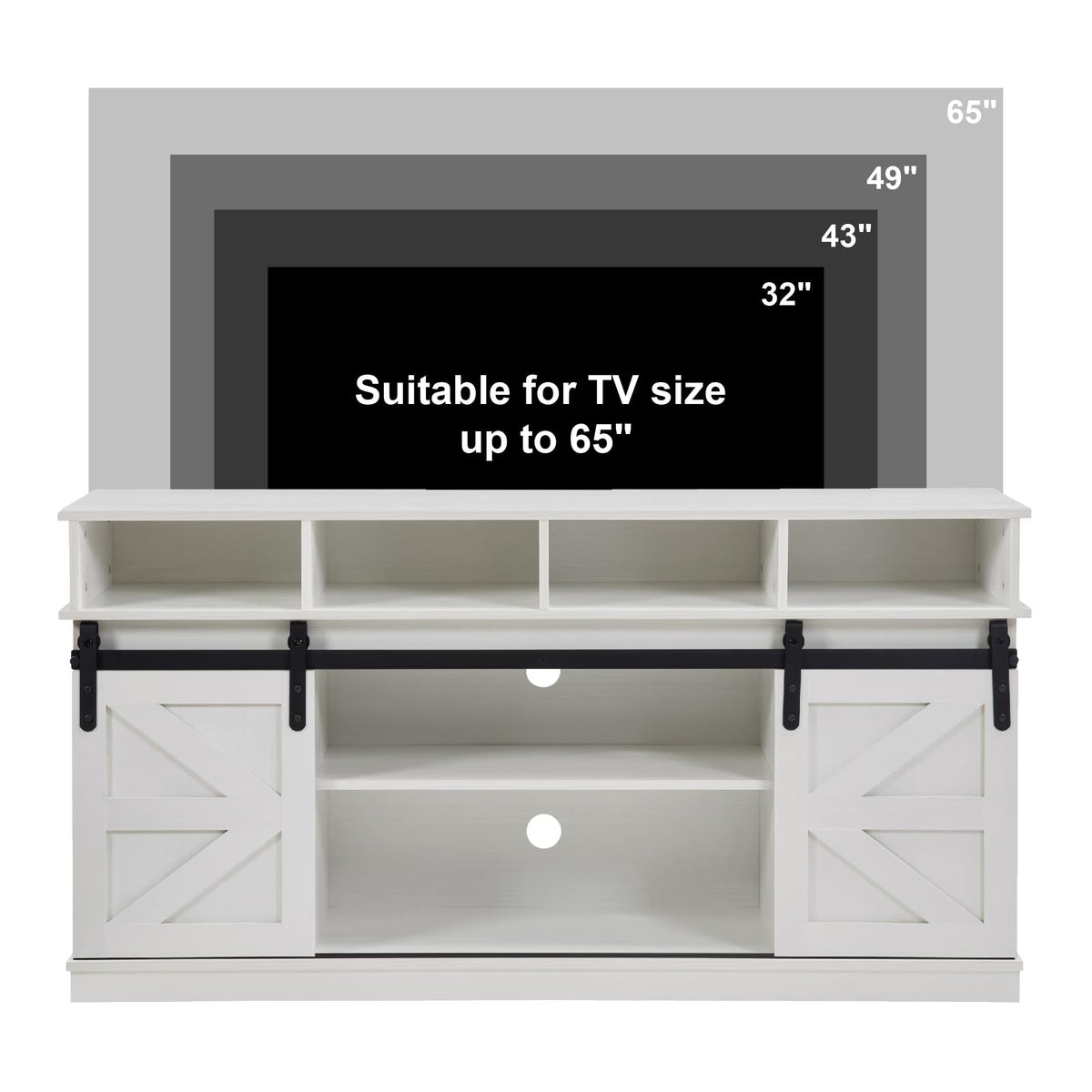 White Wood TV Stand with Adjustable Shelves S934460
