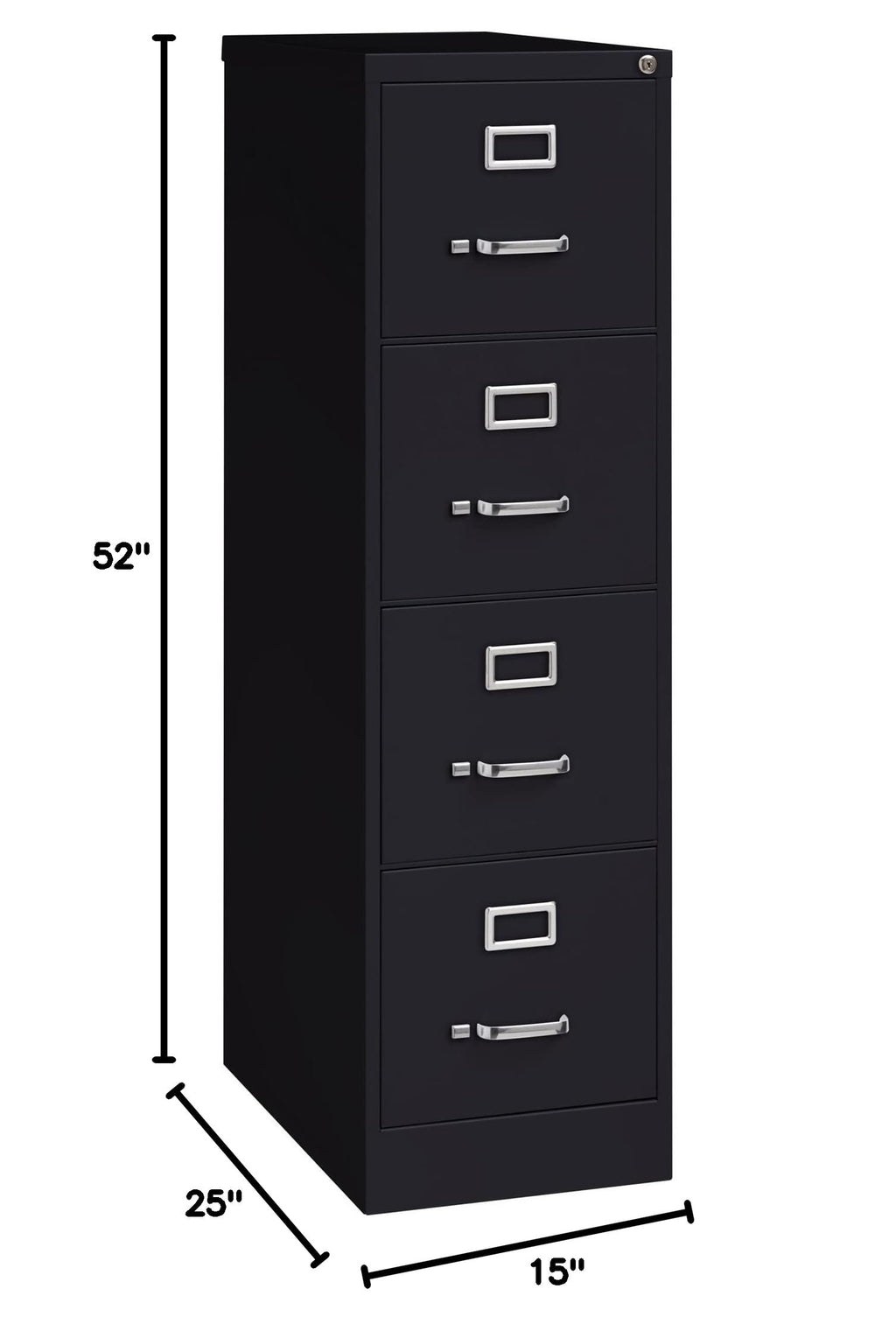 4 Drawer Vertical File with Lock, Black O71637