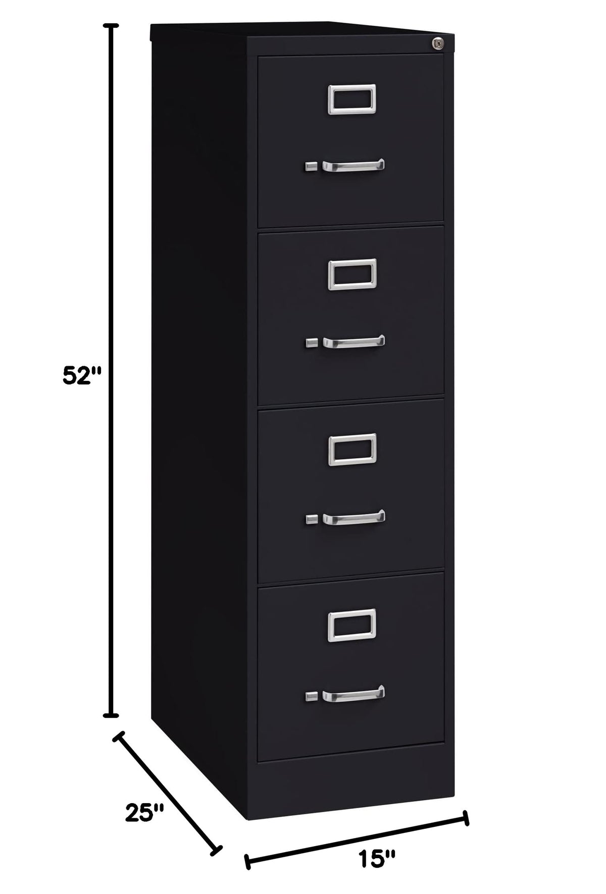 4 Drawer Vertical File with Lock, Black O71637