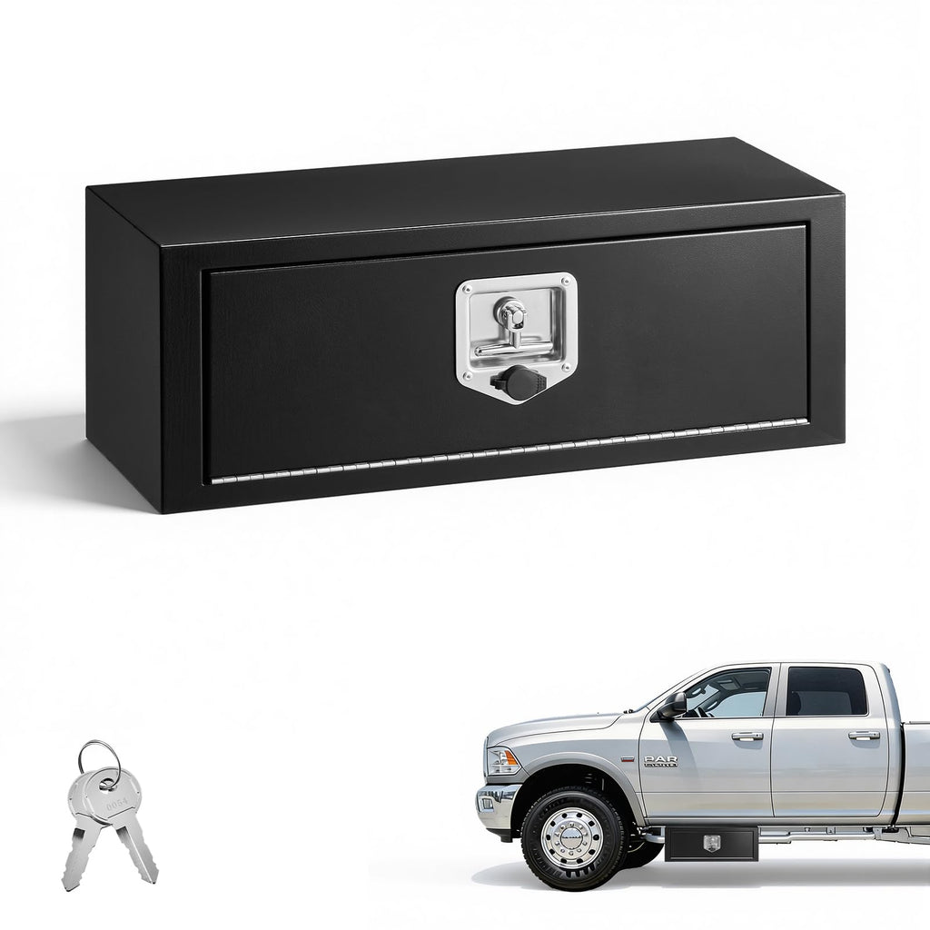 Underbody Truck Tool Box 27 x 10 x 10 Inch Heavy Duty Steel with Lock & Keys Black N23147