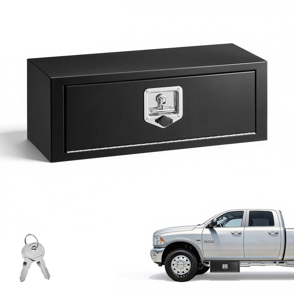 Underbody Truck Tool Box 27 x 10 x 10 Inch Heavy Duty Steel with Lock & Keys Black N23147