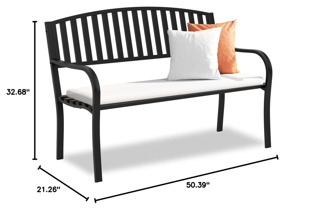 Weatherproof Heavy-Duty Wrought Iron Outdoor Bench O426
