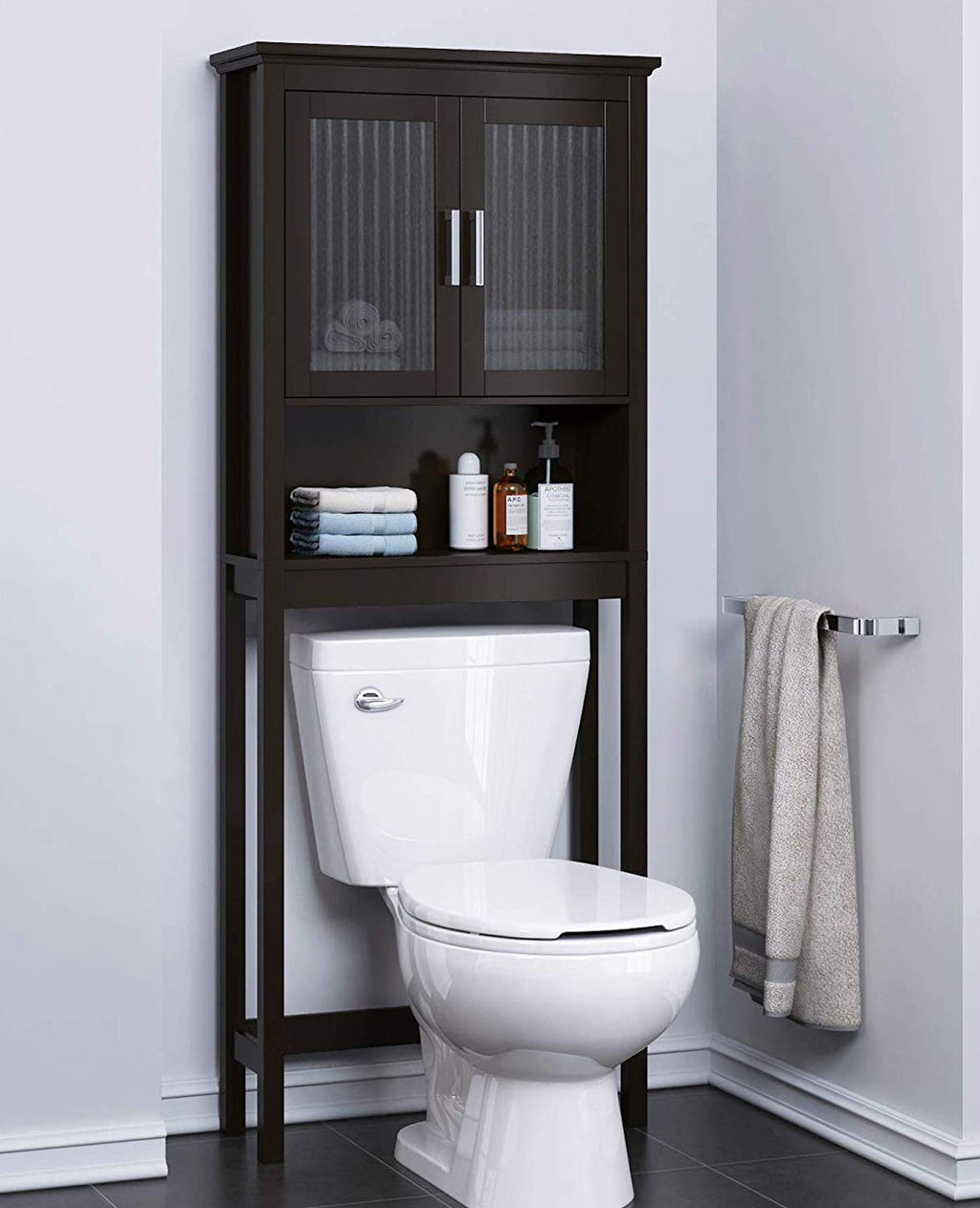 Over the Toilet Storage Cabinet with Glass Doors U201166