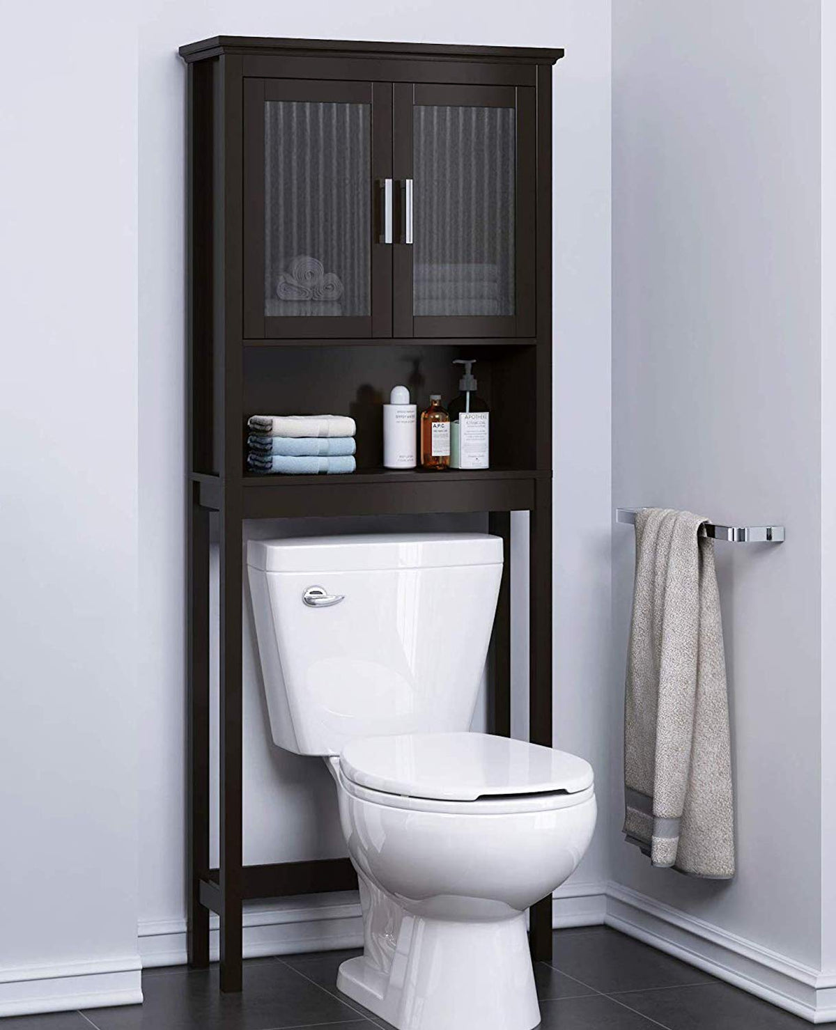 Over the Toilet Storage Cabinet with Glass Doors U201166