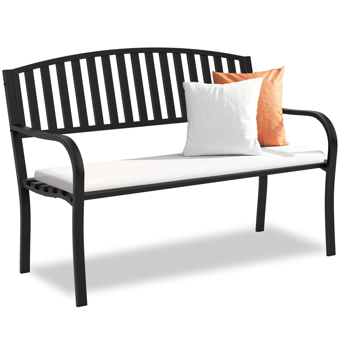 Weatherproof Heavy-Duty Wrought Iron Outdoor Bench O426