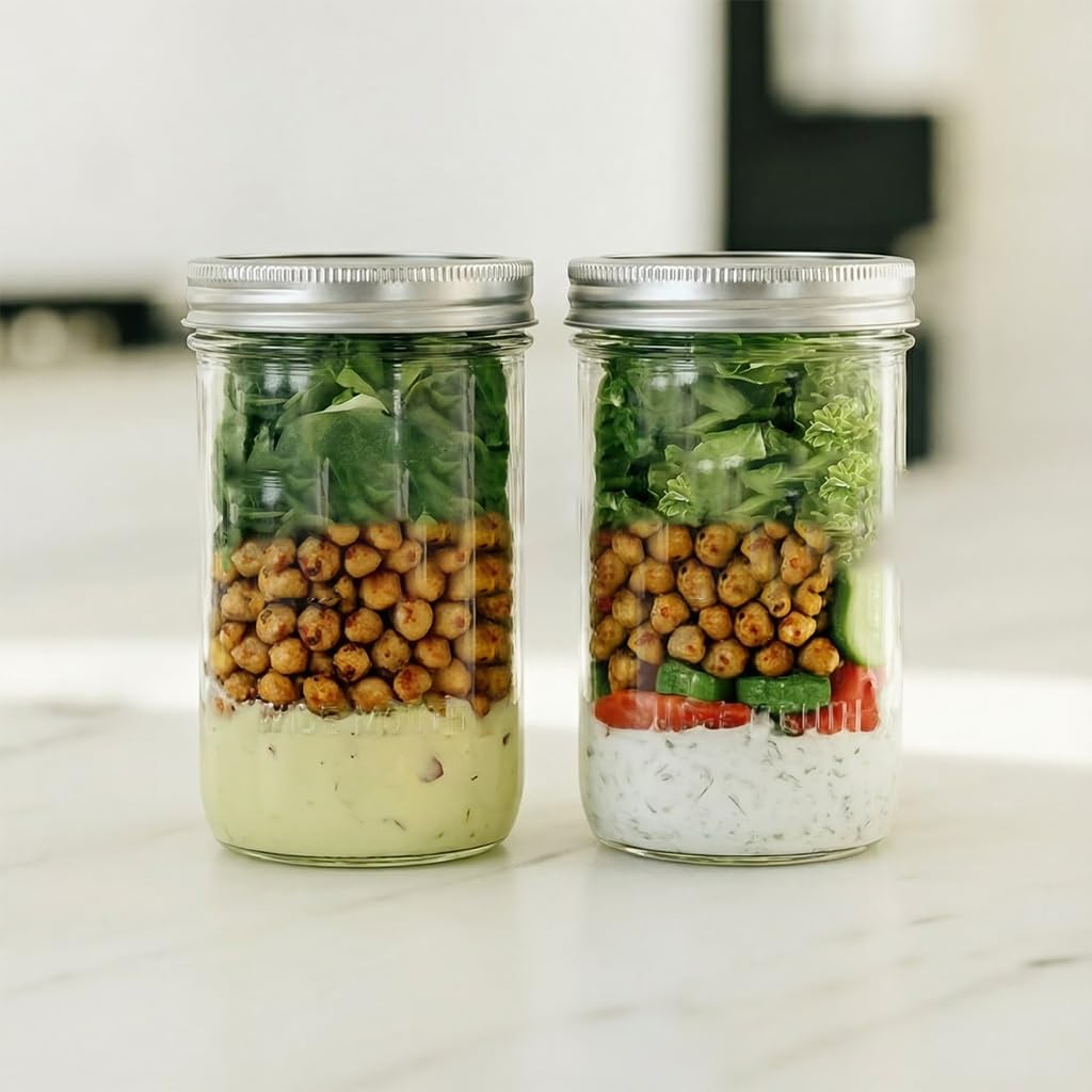 16oz Wide Mouth Clear Glass Mason Jars with Lids & Bands O786