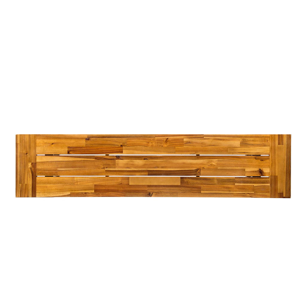 Acacia Wood Outdoor Bench with Metal Accents Z54271