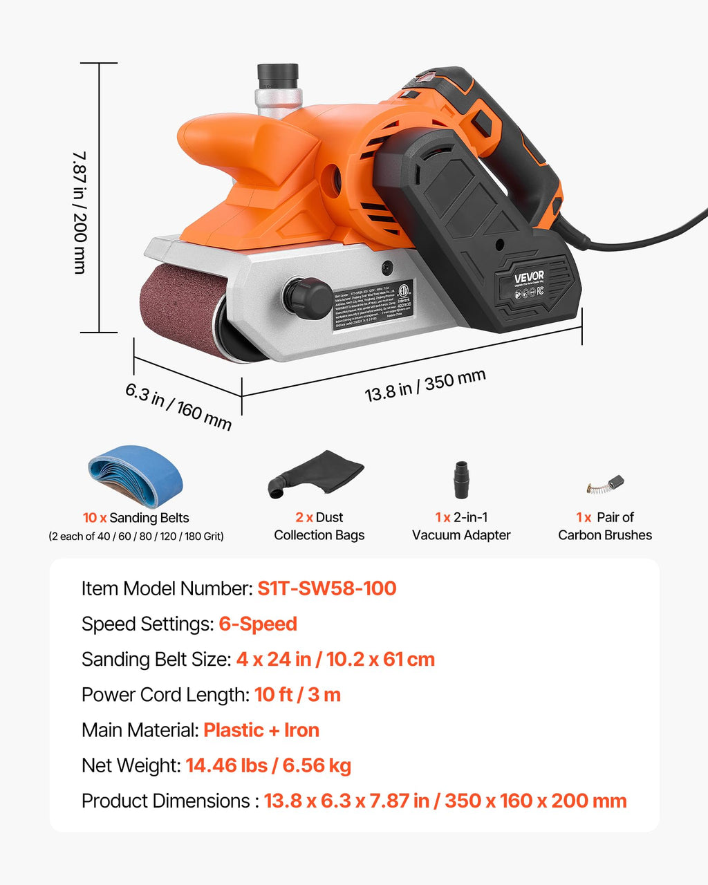 11.5A 4" x 24" Variable Speed Belt Sander M263781