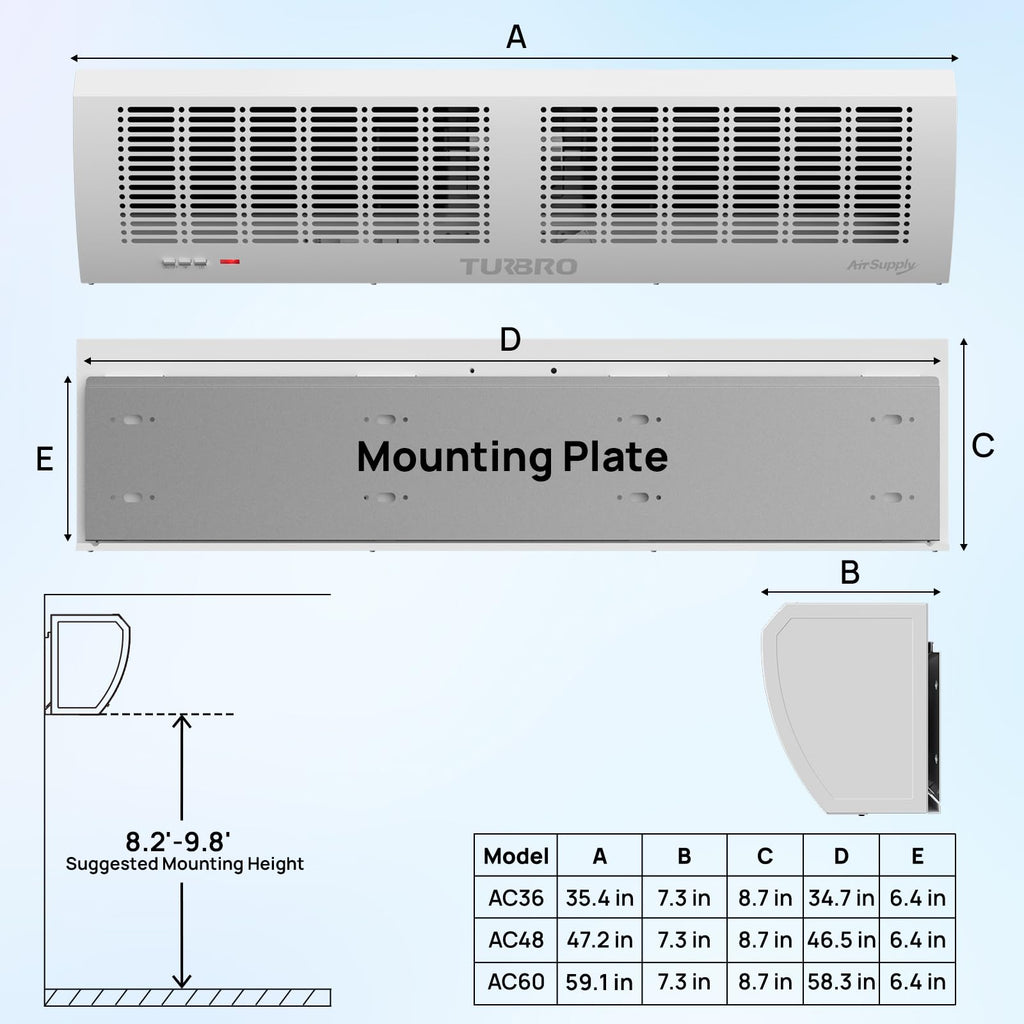 36-Inch Wall-Mounted Air Curtain Fan X648
