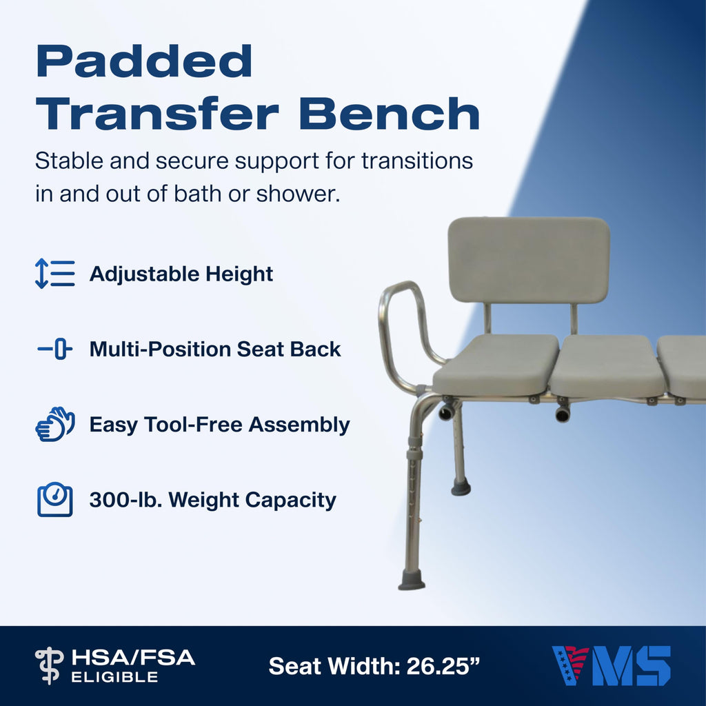 Padded Transfer Bench 300 lbs Capacity Height Adjustable H115409