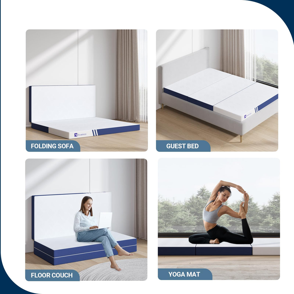 Foldable Memory Foam Mattress Topper Twin 4 Inch Y342