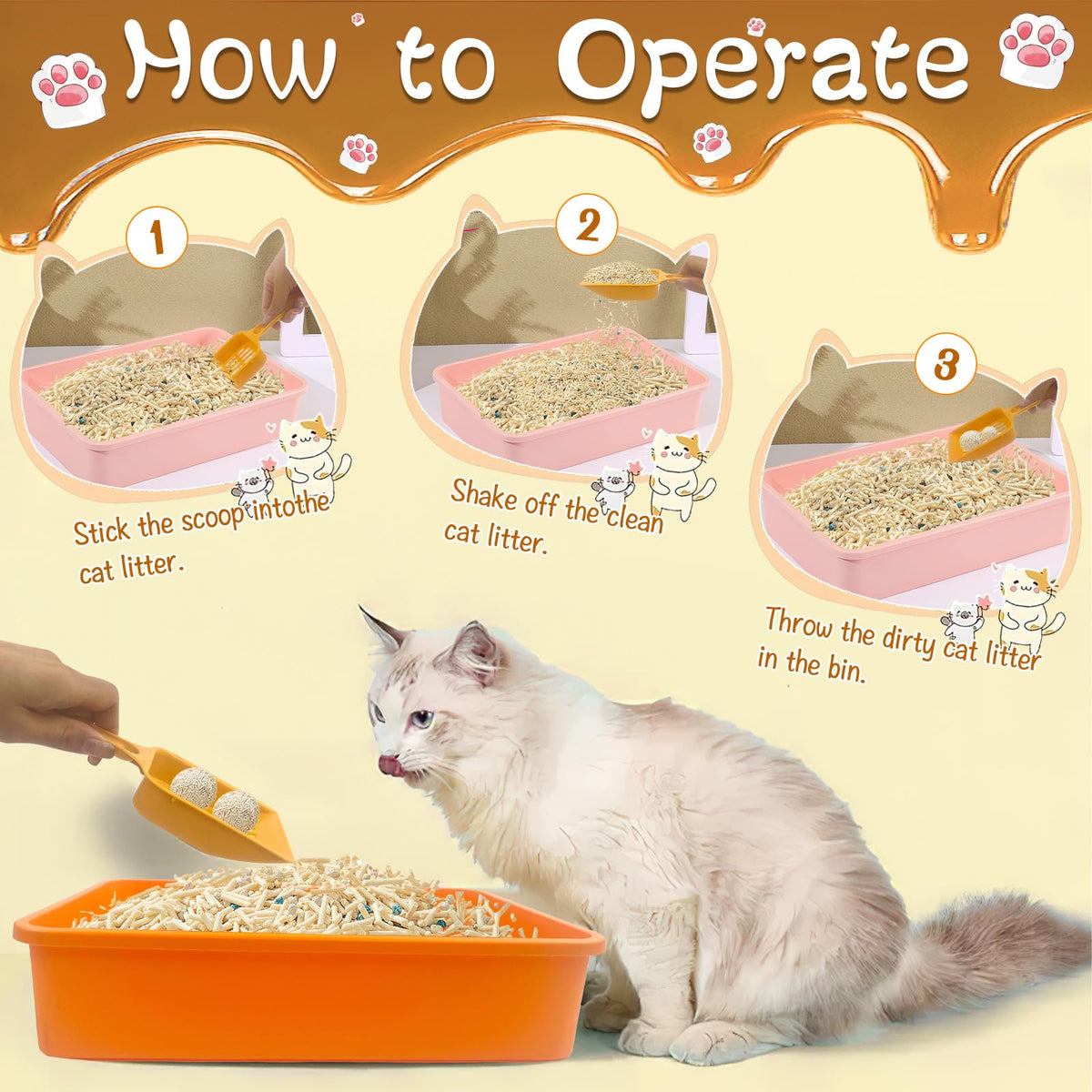 6 Pcs Plastic Kitten Litter Box Set with Scooper Q81750