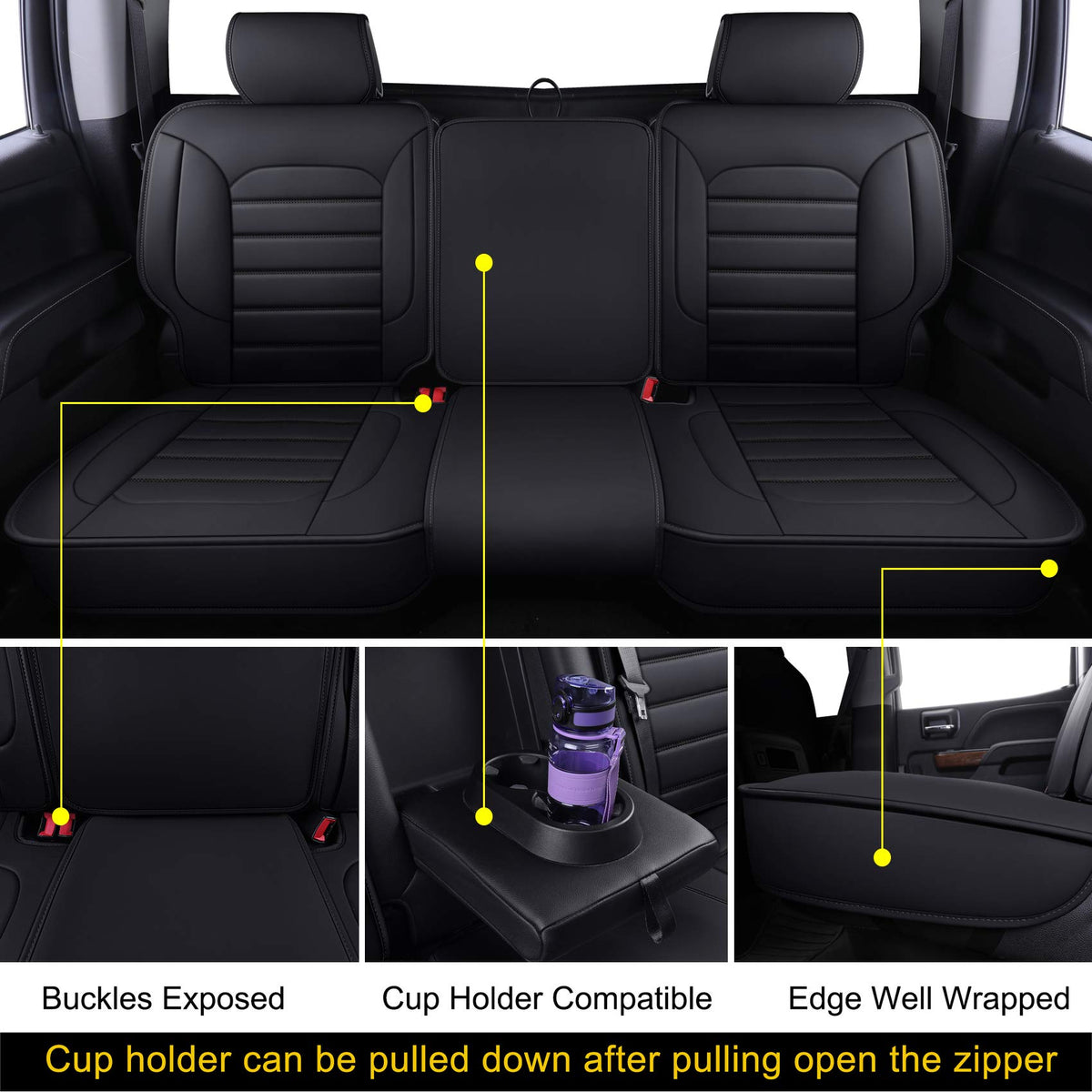Black Faux Leather Full Set Seat Covers Z289547