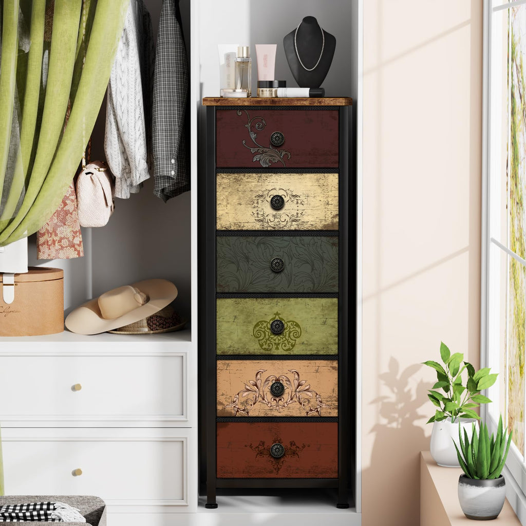 Tall 6 Drawer Fabric Dresser L688