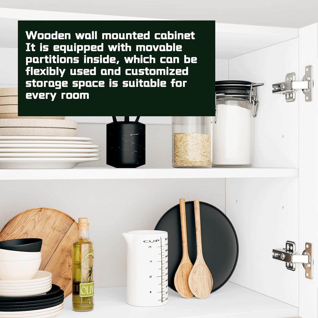 White Laundry Room Cabinets and Storage with 4 Doors and Adjustable Shelf A4460