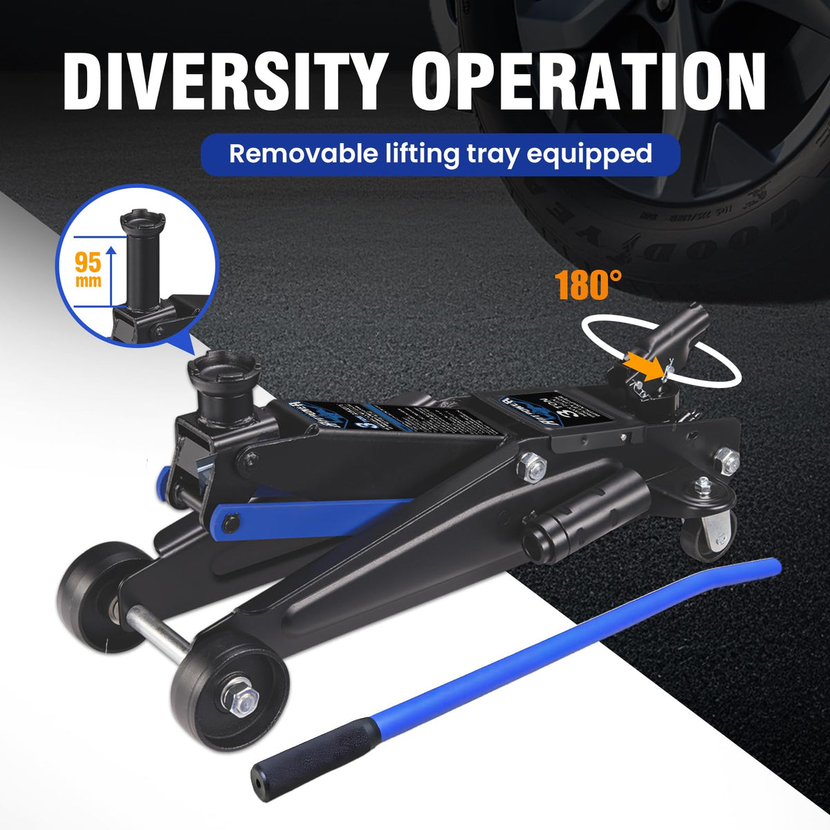 3 Ton Floor Jack with Wheels W43981