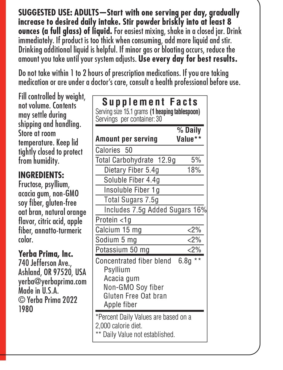 Orange Daily Fiber Formula 1 pound Gluten Free U183417
