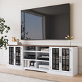 White Black TV Stand with 2 Cabinets and 3-Tier Shelves N6530