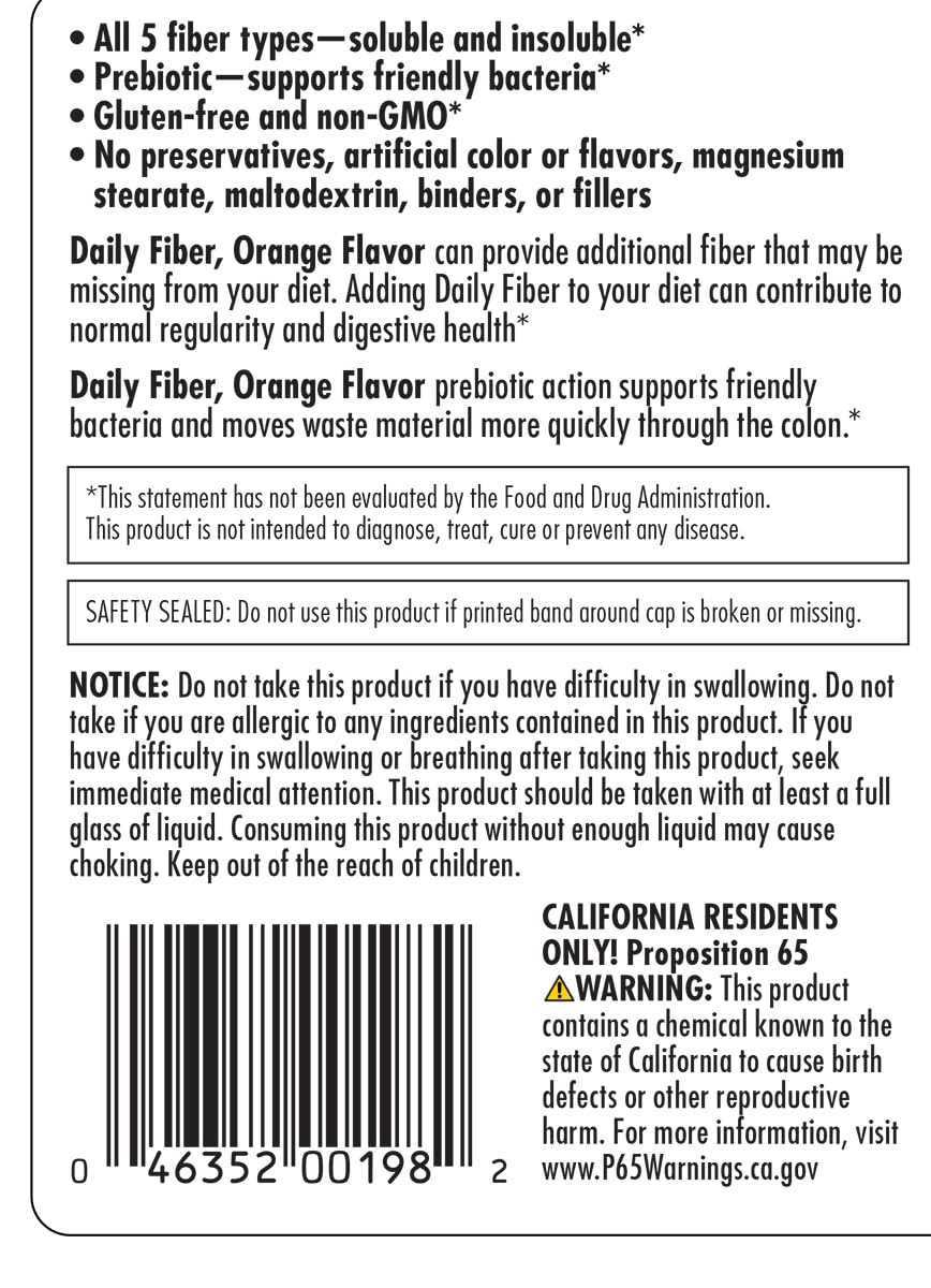 Orange Daily Fiber Formula 1 pound Gluten Free U183417